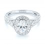 14k White Gold And Platinum 14k White Gold And Platinum Two-tone Diamond Halo Engagement Ring - Flat View -  103483 - Thumbnail