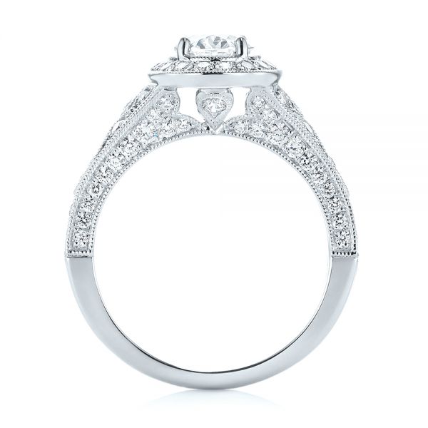 Platinum And 18K Gold Platinum And 18K Gold Two-tone Diamond Halo Engagement Ring - Front View - 103483
