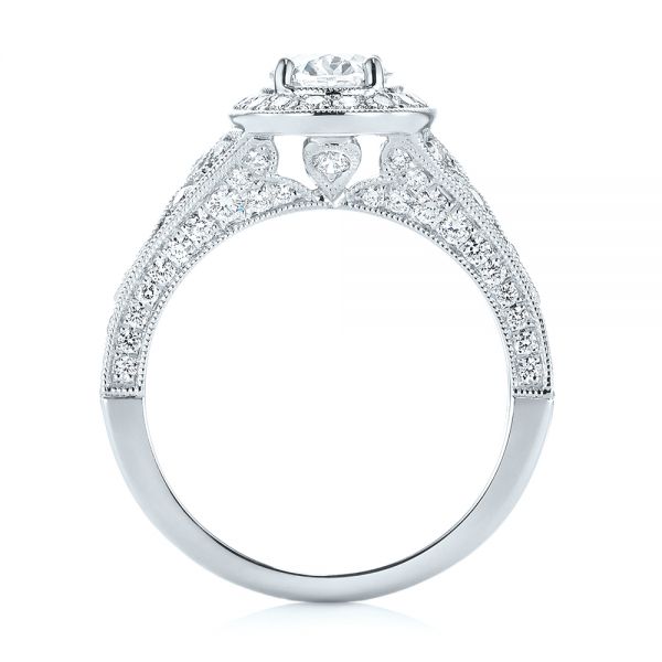 14k White Gold And 18K Gold 14k White Gold And 18K Gold Two-tone Diamond Halo Engagement Ring - Front View -  103483