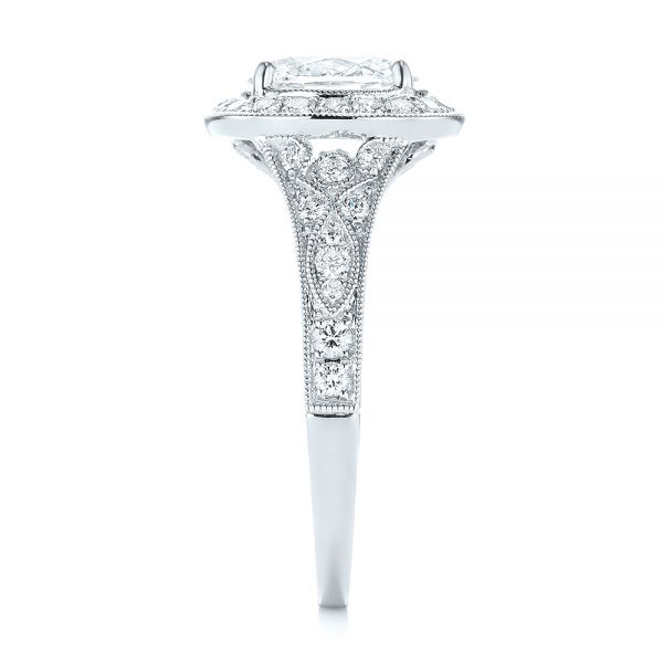 Platinum And 18K Gold Platinum And 18K Gold Two-tone Diamond Halo Engagement Ring - Side View - 103483