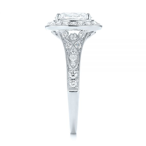  Platinum And Platinum Platinum And Platinum Two-tone Diamond Halo Engagement Ring - Side View -  103483