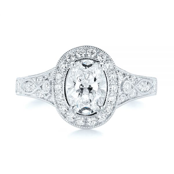 18k White Gold And Platinum 18k White Gold And Platinum Two-tone Diamond Halo Engagement Ring - Top View -  103483