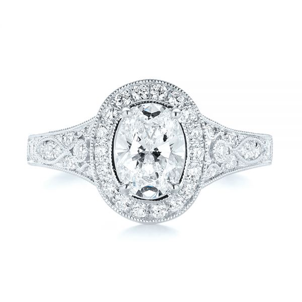 Platinum And 18K Gold Platinum And 18K Gold Two-tone Diamond Halo Engagement Ring - Top View - 103483