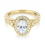 18k Yellow Gold And 14K Gold 18k Yellow Gold And 14K Gold Two-tone Diamond Halo Engagement Ring - Flat View -  103483 - Thumbnail