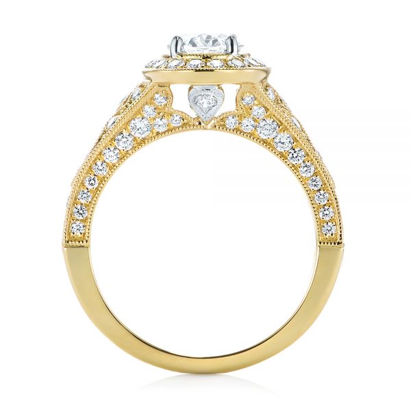 14k Yellow Gold And 14K Gold 14k Yellow Gold And 14K Gold Two-tone Diamond Halo Engagement Ring - Front View -  103483