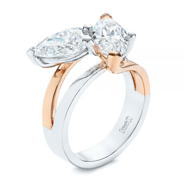  Platinum And 18k Rose Gold Platinum And 18k Rose Gold Two-stone Two-tone Moissanite Engagement Ring - Three-Quarter View -  105748