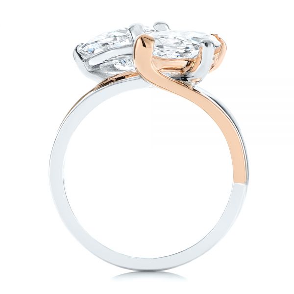  18K Gold And 14k Rose Gold 18K Gold And 14k Rose Gold Two-stone Two-tone Moissanite Engagement Ring - Front View -  105748