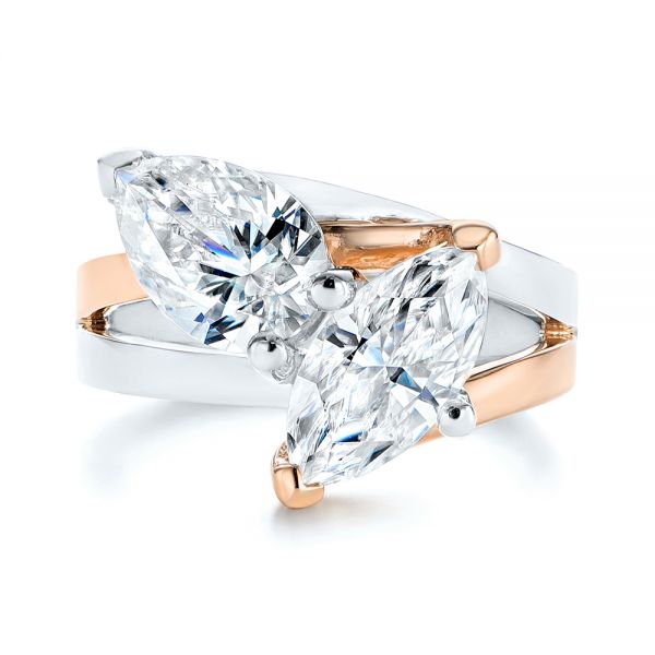  Platinum And 14k Rose Gold Platinum And 14k Rose Gold Two-stone Two-tone Moissanite Engagement Ring - Top View -  105748