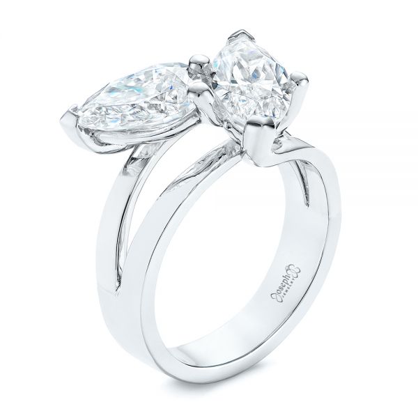 Platinum And Platinum Platinum And Platinum Two-stone Two-tone Moissanite Engagement Ring - Three-Quarter View - 105748