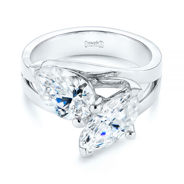 Platinum And Platinum Platinum And Platinum Two-stone Two-tone Moissanite Engagement Ring - Flat View - 105748