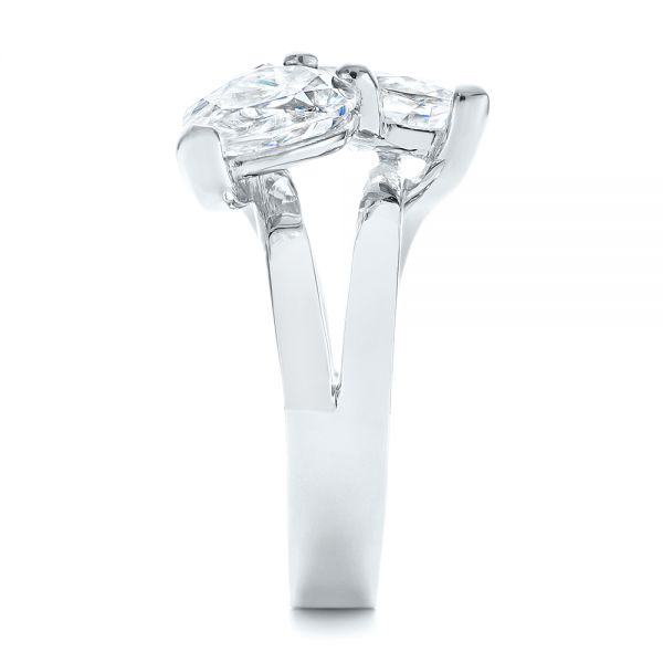Platinum And Platinum Platinum And Platinum Two-stone Two-tone Moissanite Engagement Ring - Side View - 105748