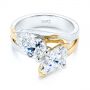  Platinum And 14k Yellow Gold Two-stone Two-tone Moissanite Engagement Ring - Flat View -  105748 - Thumbnail