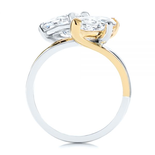  14K Gold And 18k Yellow Gold 14K Gold And 18k Yellow Gold Two-stone Two-tone Moissanite Engagement Ring - Front View -  105748