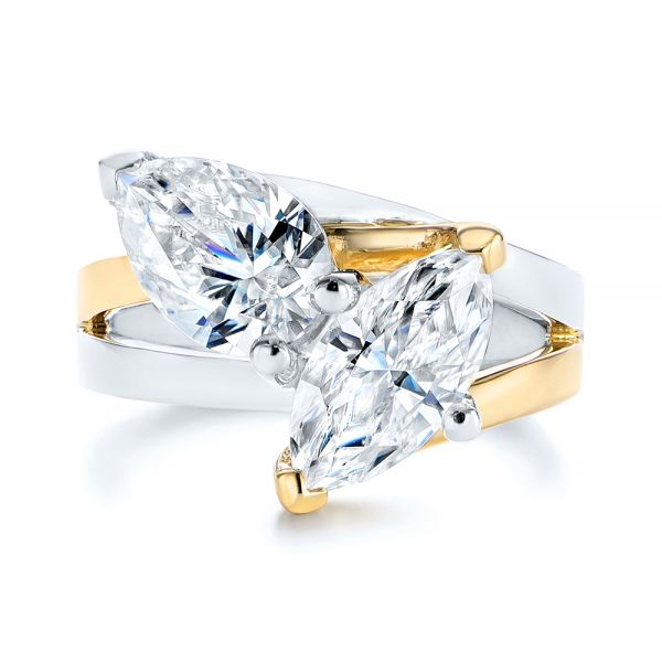  Platinum And 14k Yellow Gold Two-stone Two-tone Moissanite Engagement Ring - Top View -  105748