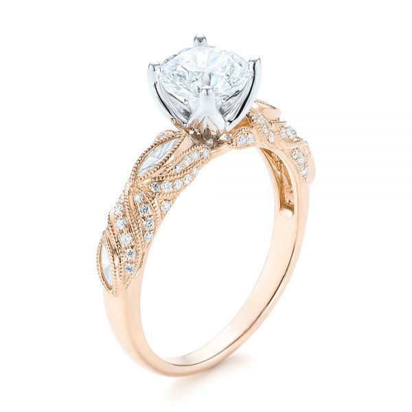 18k Rose Gold And 18K Gold 18k Rose Gold And 18K Gold Two-tone Diamond Engagement Ring - Three-Quarter View -  103106