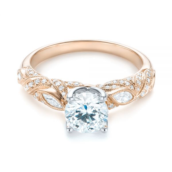 14k Rose Gold And 18K Gold 14k Rose Gold And 18K Gold Two-tone Diamond Engagement Ring - Flat View -  103106