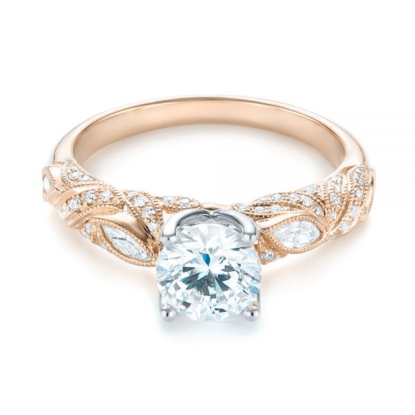 14k Rose Gold And 18K Gold 14k Rose Gold And 18K Gold Two-tone Diamond Engagement Ring - Flat View - 103106