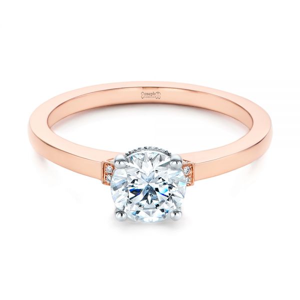 14k Rose Gold Two-tone Diamond Engagement Ring - Flat View -  105130