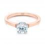 14k Rose Gold Two-tone Diamond Engagement Ring - Flat View -  105130 - Thumbnail