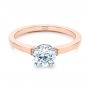 14k Rose Gold Two-tone Diamond Engagement Ring - Flat View -  105130 - Thumbnail