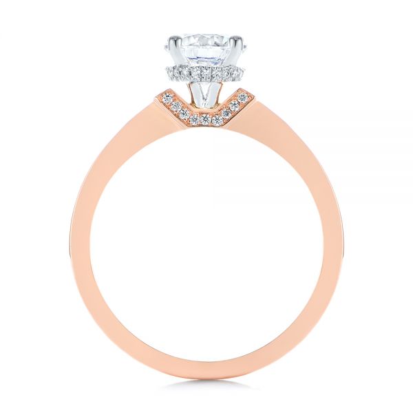 18k Rose Gold 18k Rose Gold Two-tone Diamond Engagement Ring - Front View -  105130