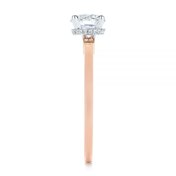 14k Rose Gold Two-tone Diamond Engagement Ring - Side View -  105130