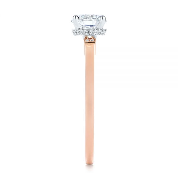 18k Rose Gold 18k Rose Gold Two-tone Diamond Engagement Ring - Side View -  105130