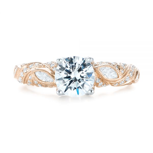 14k Rose Gold And 18K Gold 14k Rose Gold And 18K Gold Two-tone Diamond Engagement Ring - Top View - 103106