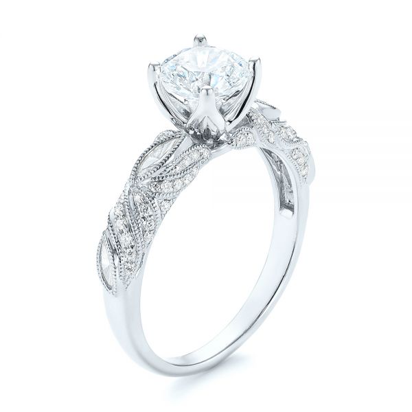 18k White Gold And Platinum 18k White Gold And Platinum Two-tone Diamond Engagement Ring - Three-Quarter View -  103106