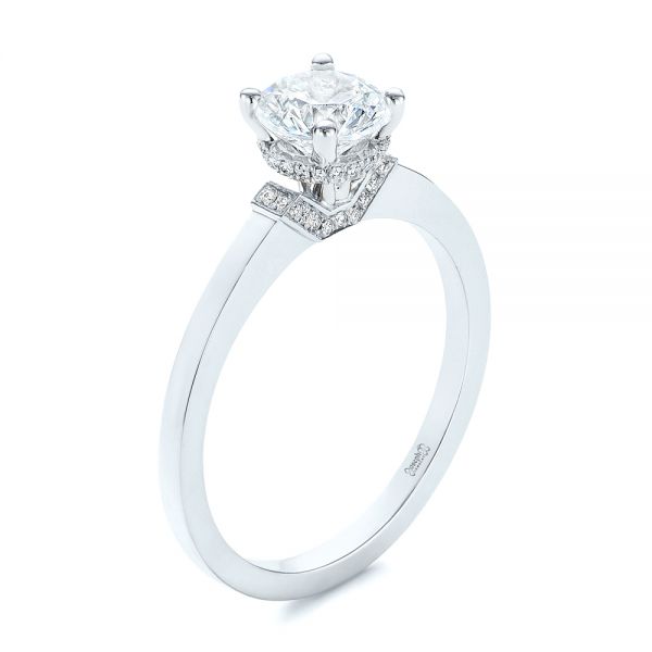 18k White Gold 18k White Gold Two-tone Diamond Engagement Ring - Three-Quarter View -  105130