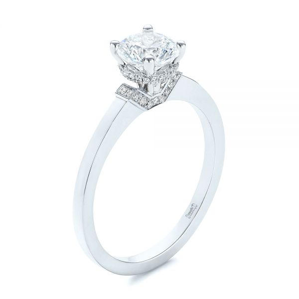 14k White Gold 14k White Gold Two-tone Diamond Engagement Ring - Three-Quarter View - 105130