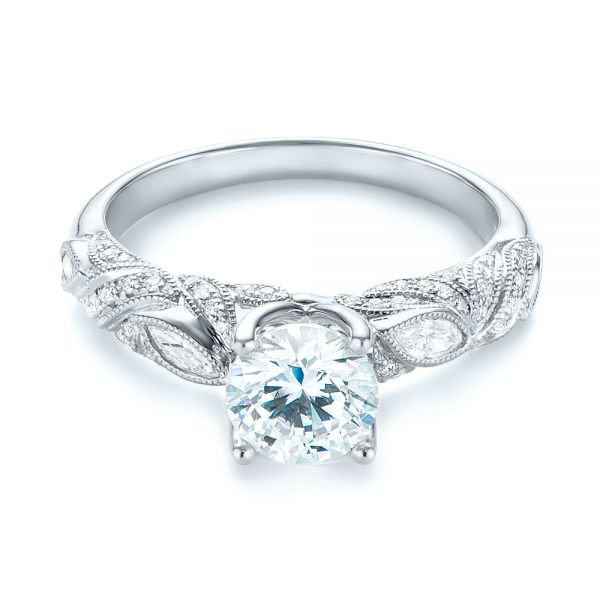  Platinum And Platinum Platinum And Platinum Two-tone Diamond Engagement Ring - Flat View -  103106