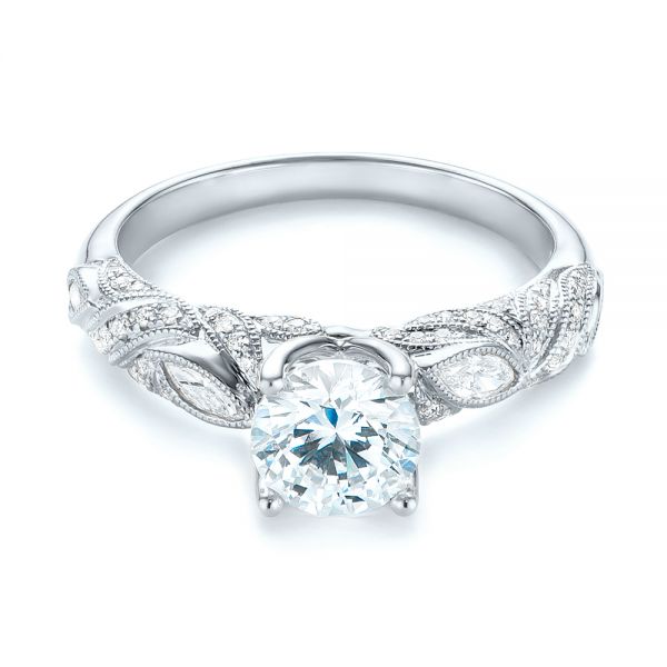 Platinum And 18K Gold Platinum And 18K Gold Two-tone Diamond Engagement Ring - Flat View - 103106