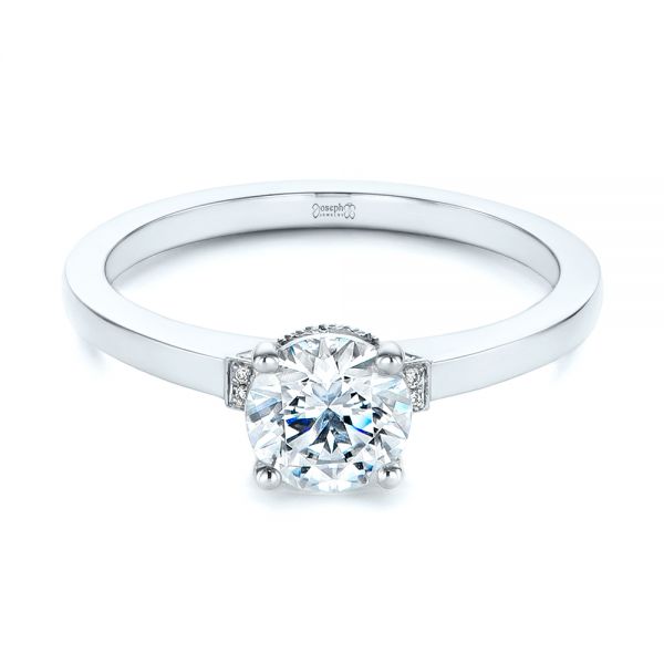 18k White Gold 18k White Gold Two-tone Diamond Engagement Ring - Flat View -  105130