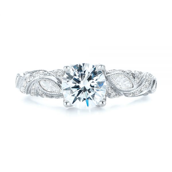 Platinum And 18K Gold Platinum And 18K Gold Two-tone Diamond Engagement Ring - Top View - 103106