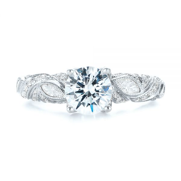  Platinum And Platinum Platinum And Platinum Two-tone Diamond Engagement Ring - Top View -  103106