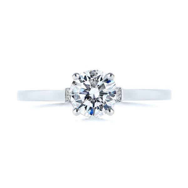 18k White Gold 18k White Gold Two-tone Diamond Engagement Ring - Top View -  105130