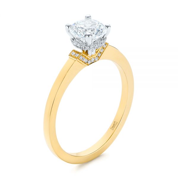 18k Yellow Gold 18k Yellow Gold Two-tone Diamond Engagement Ring - Three-Quarter View -  105130