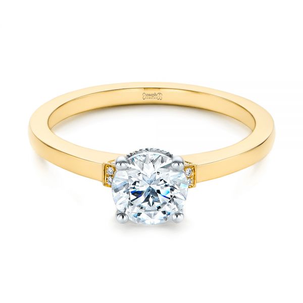 14k Yellow Gold 14k Yellow Gold Two-tone Diamond Engagement Ring - Flat View -  105130