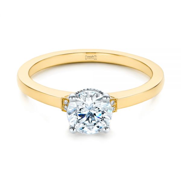 14k Yellow Gold 14k Yellow Gold Two-tone Diamond Engagement Ring - Flat View - 105130