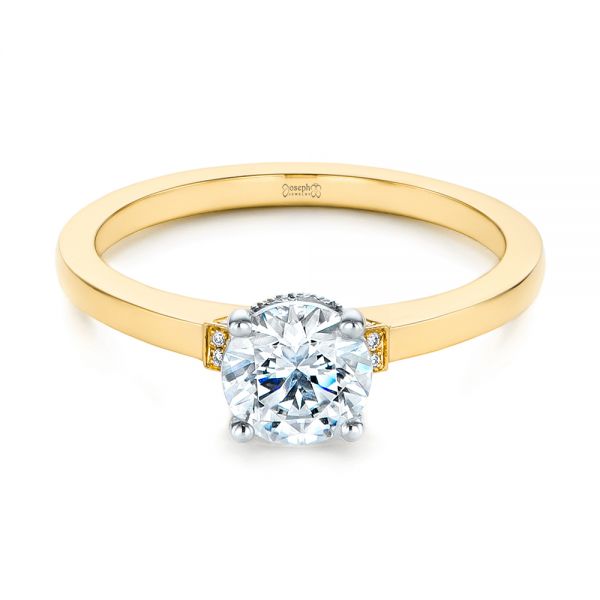 18k Yellow Gold 18k Yellow Gold Two-tone Diamond Engagement Ring - Flat View -  105130