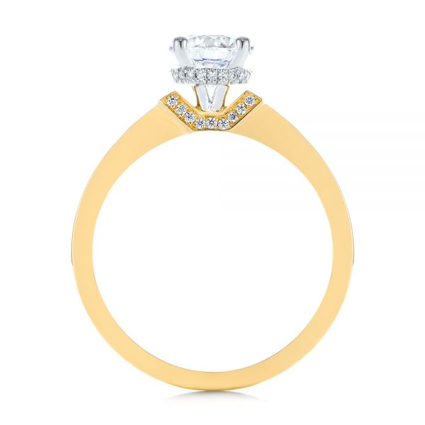 18k Yellow Gold 18k Yellow Gold Two-tone Diamond Engagement Ring - Front View -  105130