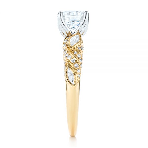 18k Yellow Gold And 18K Gold Two-tone Diamond Engagement Ring - Side View -  103106