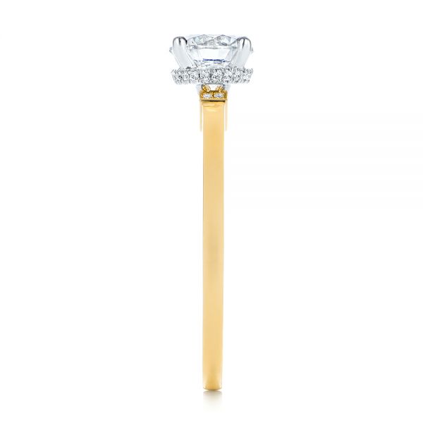14k Yellow Gold 14k Yellow Gold Two-tone Diamond Engagement Ring - Side View - 105130