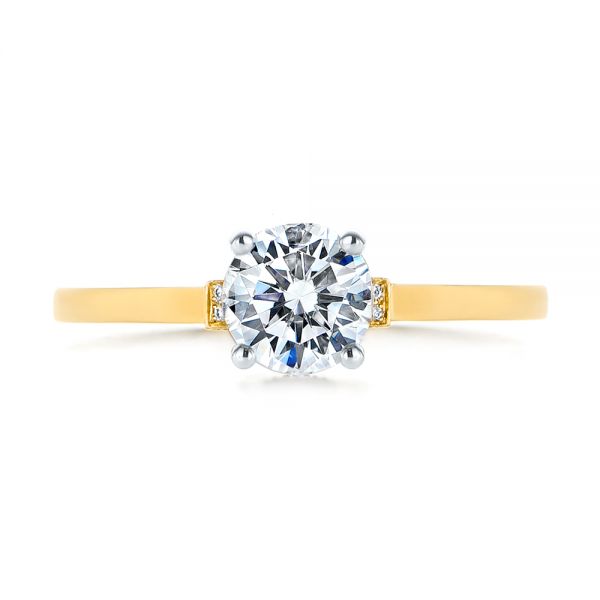 14k Yellow Gold 14k Yellow Gold Two-tone Diamond Engagement Ring - Top View - 105130