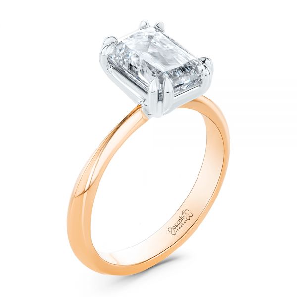 14k Rose Gold And 18K Gold 14k Rose Gold And 18K Gold Two-tone Double Claw Prong Solitaire - Three-Quarter View -  107433