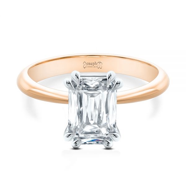 18k Rose Gold And Platinum 18k Rose Gold And Platinum Two-tone Double Claw Prong Solitaire - Flat View -  107433