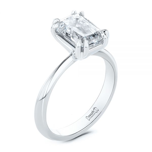 14k White Gold And Platinum 14k White Gold And Platinum Two-tone Double Claw Prong Solitaire - Three-Quarter View -  107433