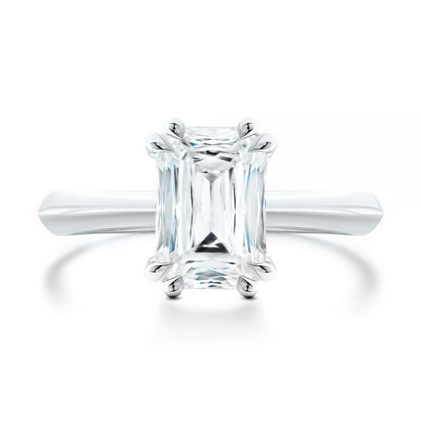 18k White Gold And Platinum 18k White Gold And Platinum Two-tone Double Claw Prong Solitaire - Top View -  107433