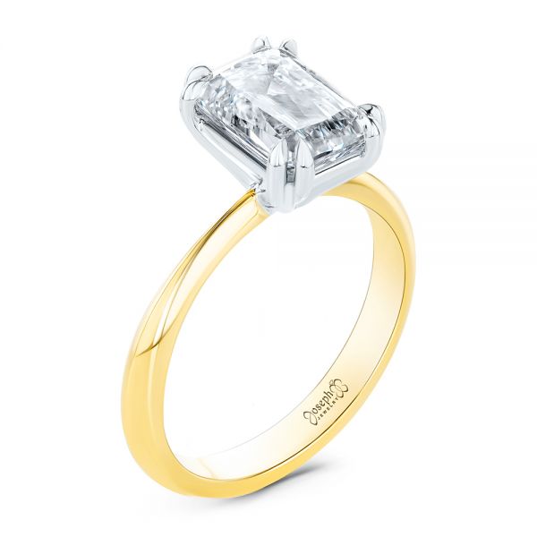 14k Yellow Gold And 14K Gold Two-tone Double Claw Prong Solitaire - Three-Quarter View -  107433